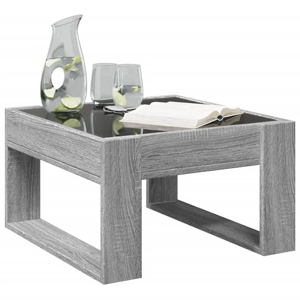 vidaXL Table basse avec LED infini sonoma gris 50x53x30 cm