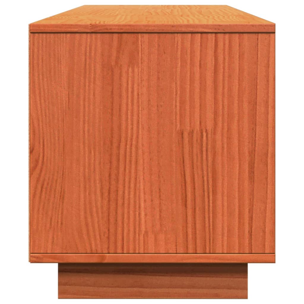 vidaXL Meuble TV cire marron 140x35x40 cm bois pin massif