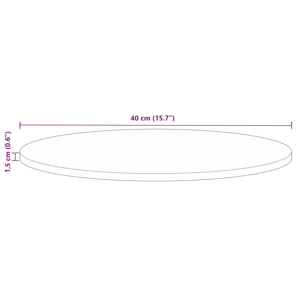 vidaXL Dessus de table Ø 40x1,5 cm rond bois massif de récupération