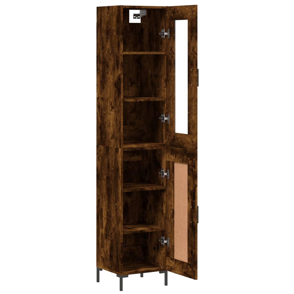 vidaXL Buffet haut Chêne fumé 34,5x34x180 cm Bois d'ingénierie