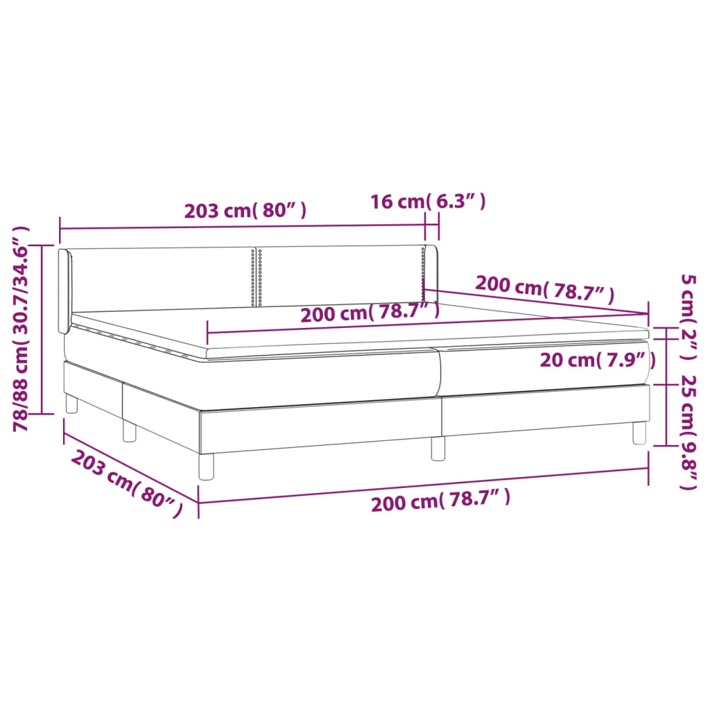 vidaXL Sommier à lattes de lit avec matelas Gris clair 200x200cm Tissu