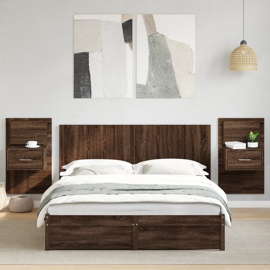 vidaXL Tête de lit avec armoires chêne marron 160 cm bois d'ingénierie