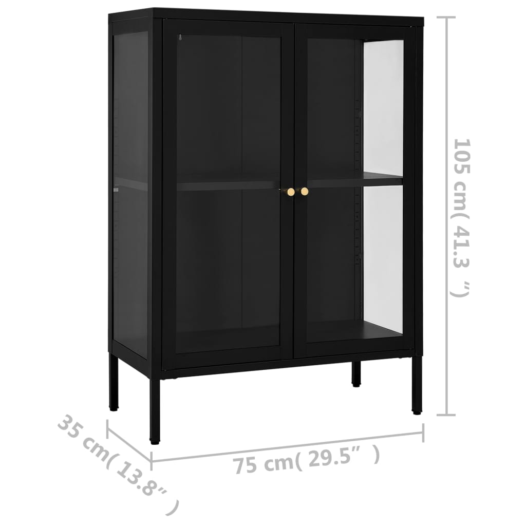 vidaXL Buffet Noir 75x35x105 cm Acier et verre