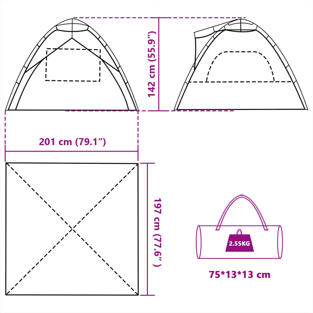 vidaXL Tente de plage 3 personnes libération rapide imperméable