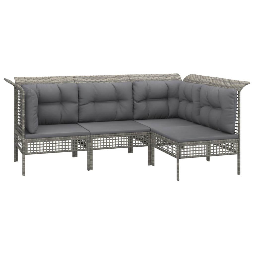 vidaXL Salon de jardin 8 pcs avec coussins Gris Résine tressée