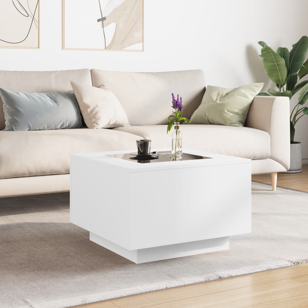 vidaXL Table basse avec LED blanc 60x60x40 cm bois d'ingénierie