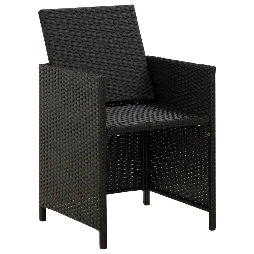 vidaXL Jeu de chaise et tabouret de jardin 4 pcs Résine tressée Noir