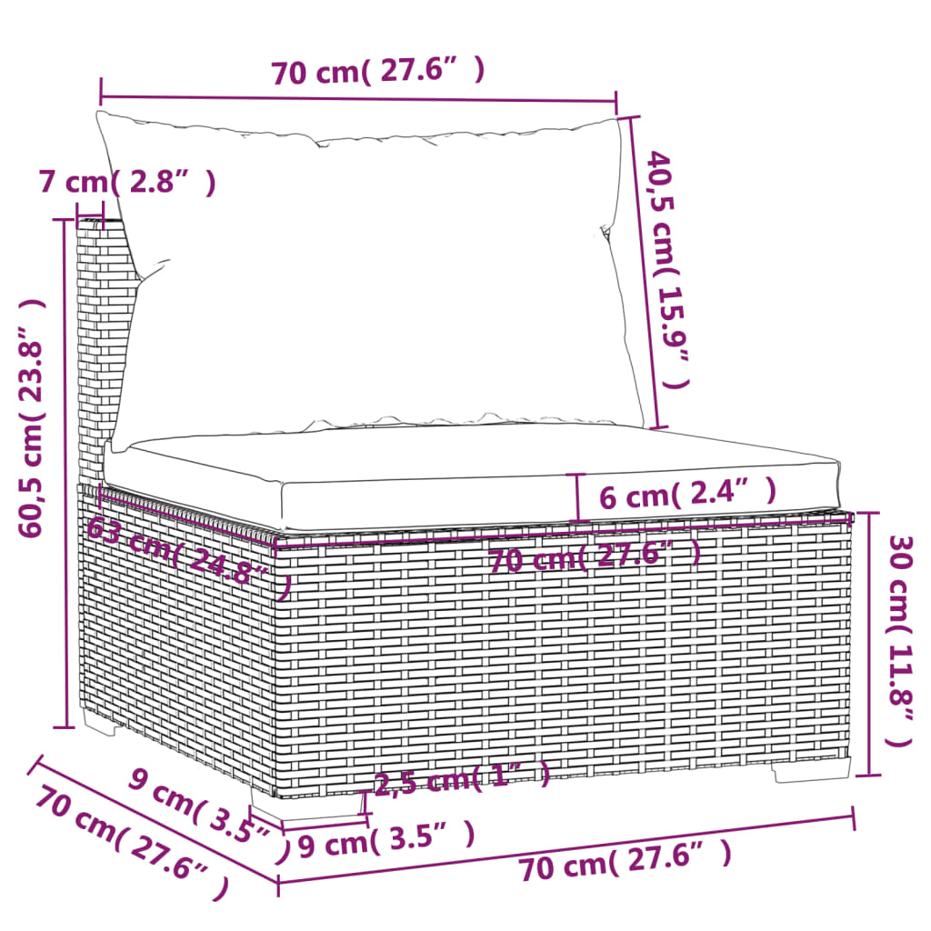 vidaXL Salon de jardin 5 pcs avec coussins résine tressée gris