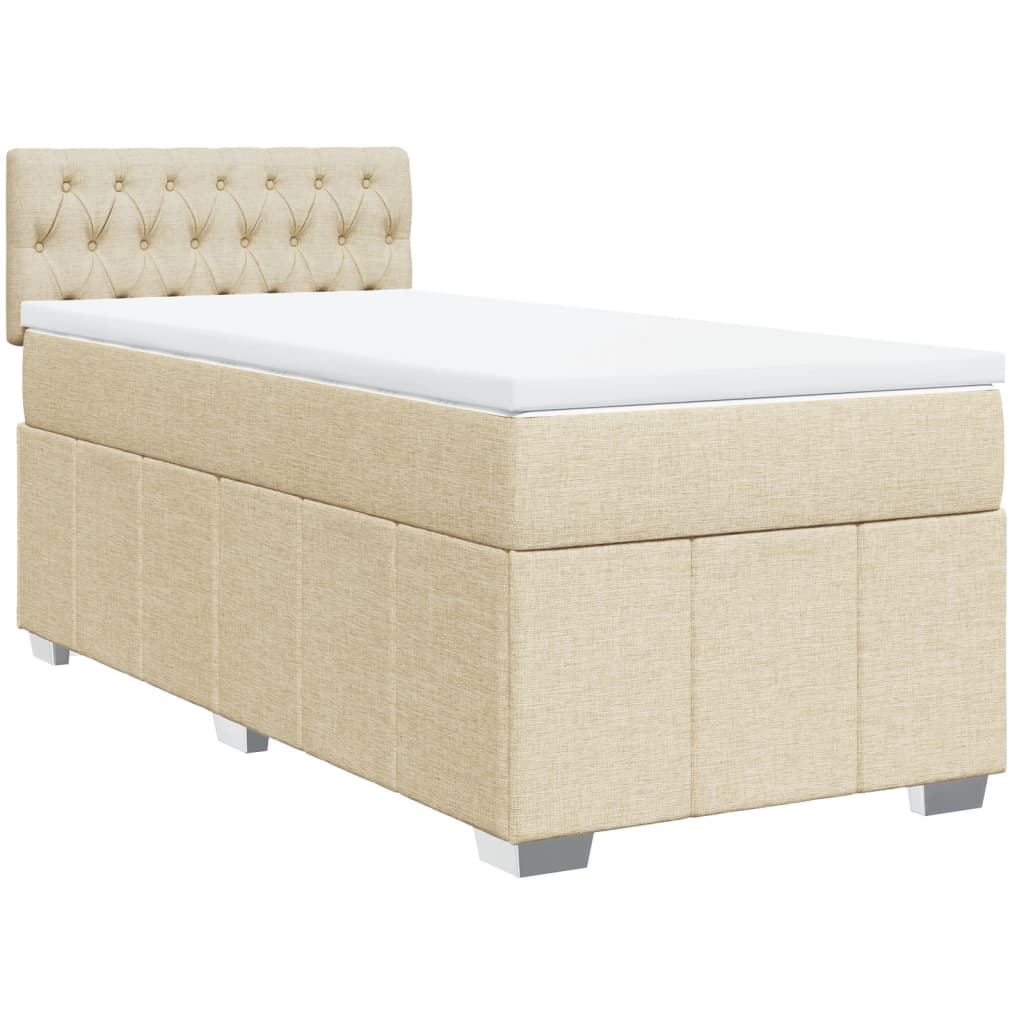 vidaXL Sommier à lattes de lit avec matelas Crème 100x200 cm Tissu