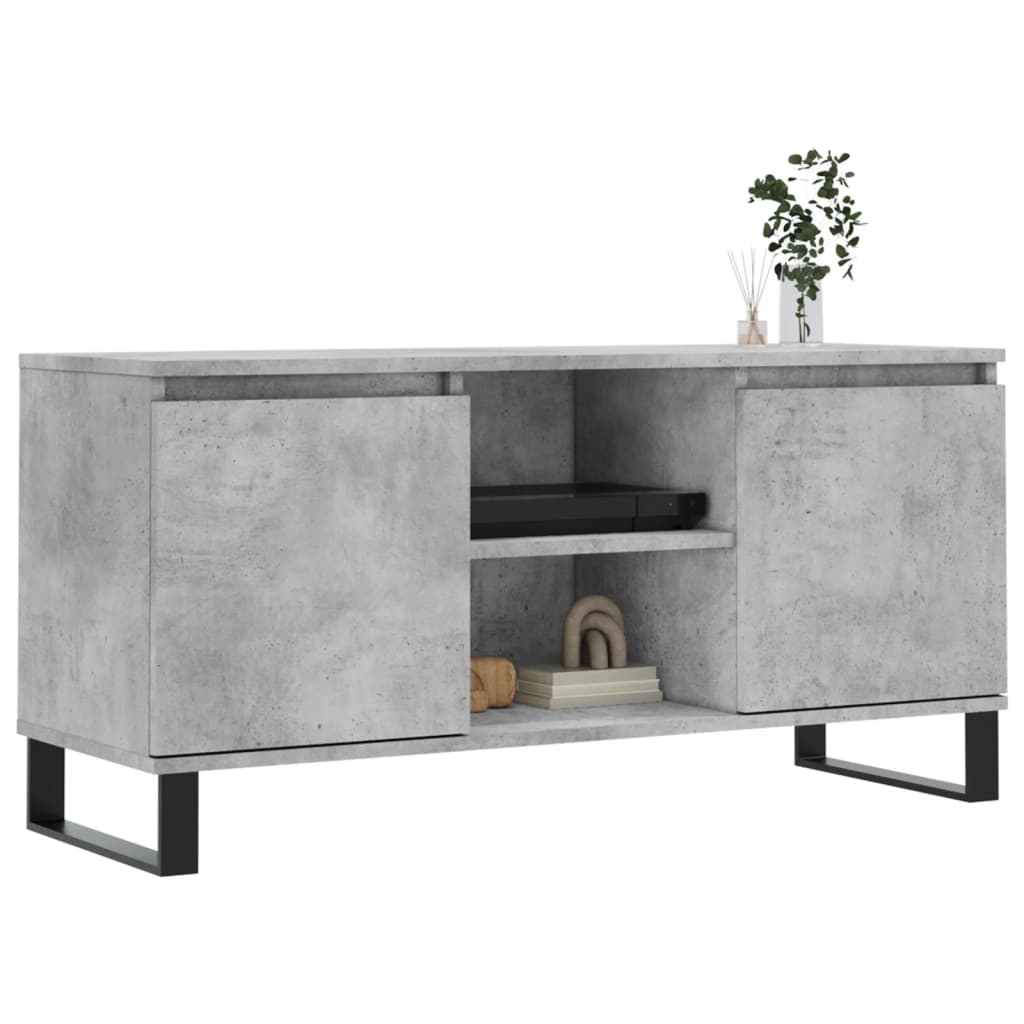 vidaXL Meuble TV gris béton 104x35x50 cm bois d'ingénierie