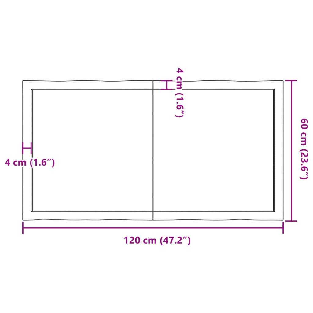 vidaXL Dessus de table bois massif non traité bordure assortie