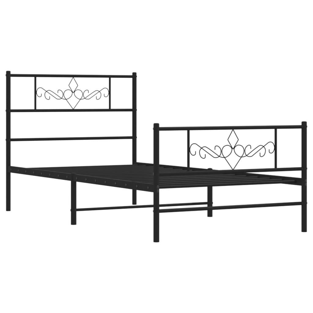 vidaXL Cadre de lit métal sans matelas et pied de lit noir 100x200 cm