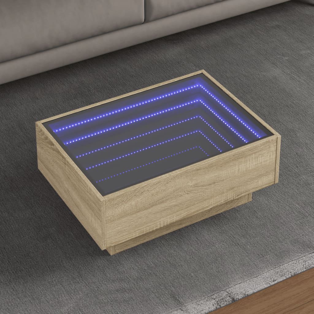 vidaXL Table basse avec LED chêne sonoma 70x50x30 cm bois d'ingénierie