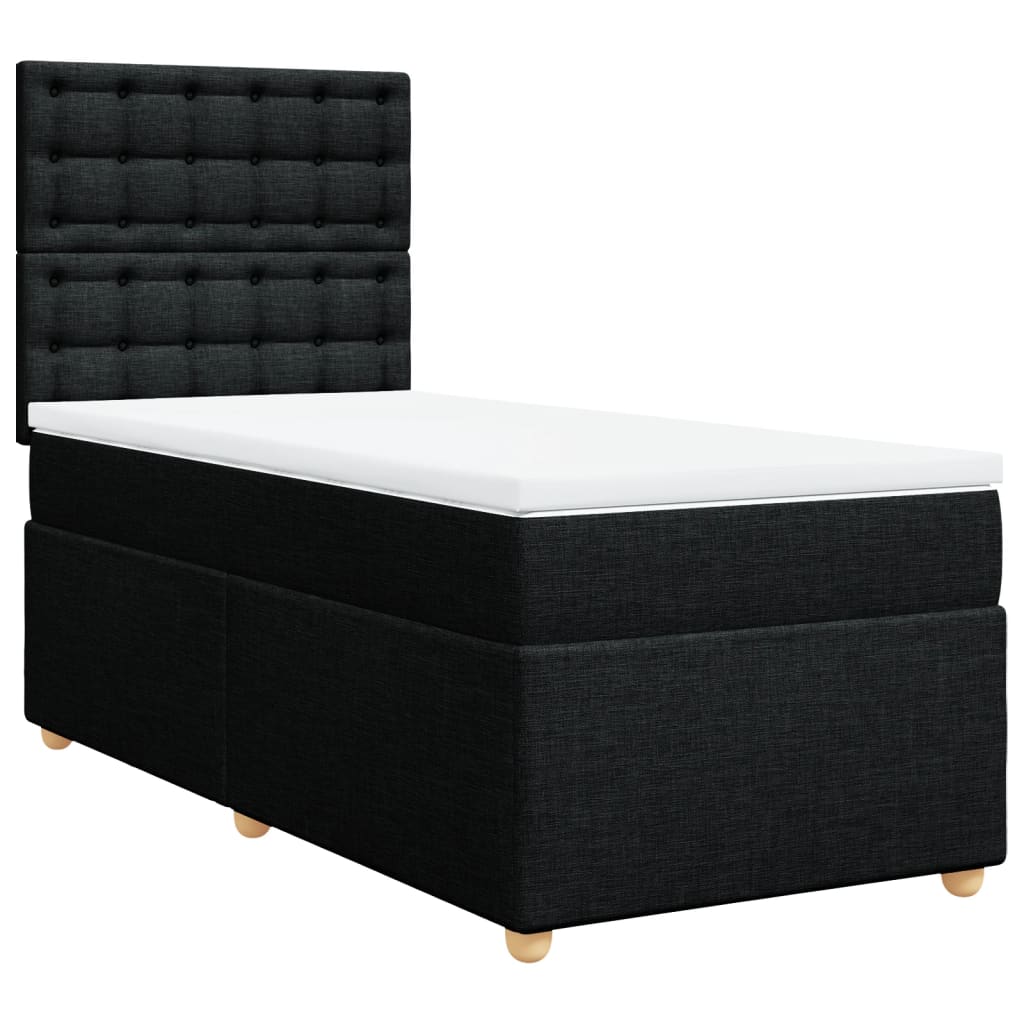 vidaXL Sommier à lattes de lit avec matelas Noir 100x200 cm Tissu