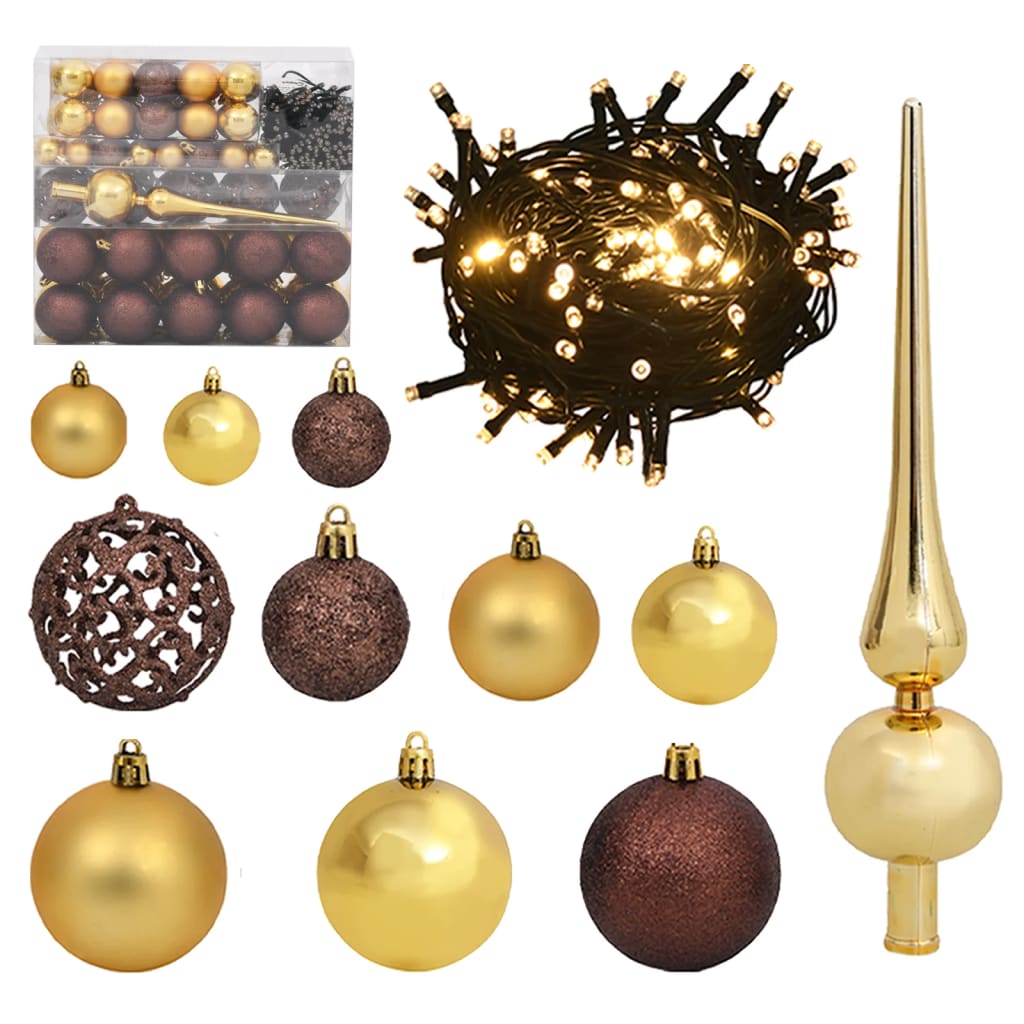 vidaXL Sapin de Noël artificiel articulé 300 LED et boules 240 cm