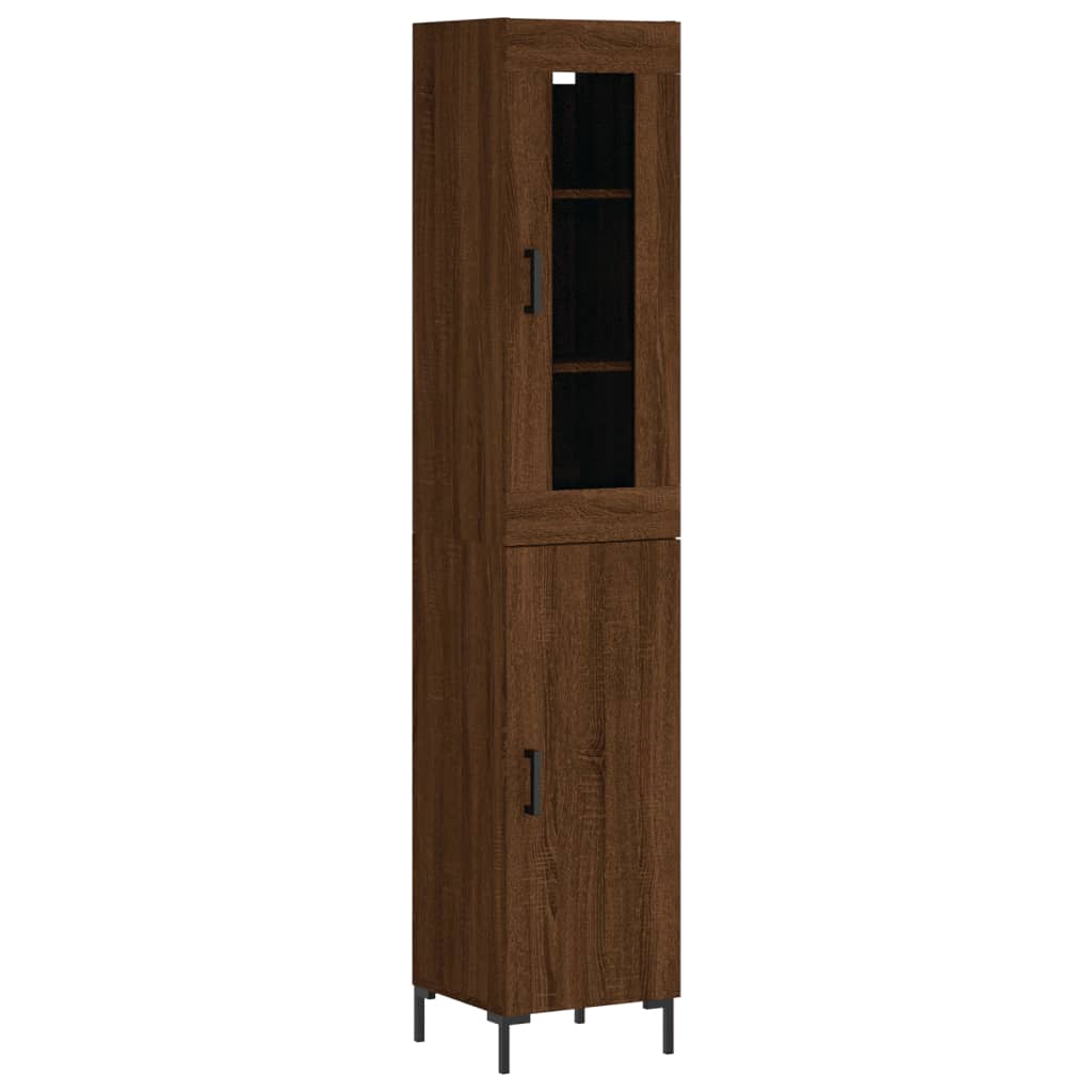 vidaXL Buffet haut Chêne marron 34,5x34x180 cm Bois d'ingénierie