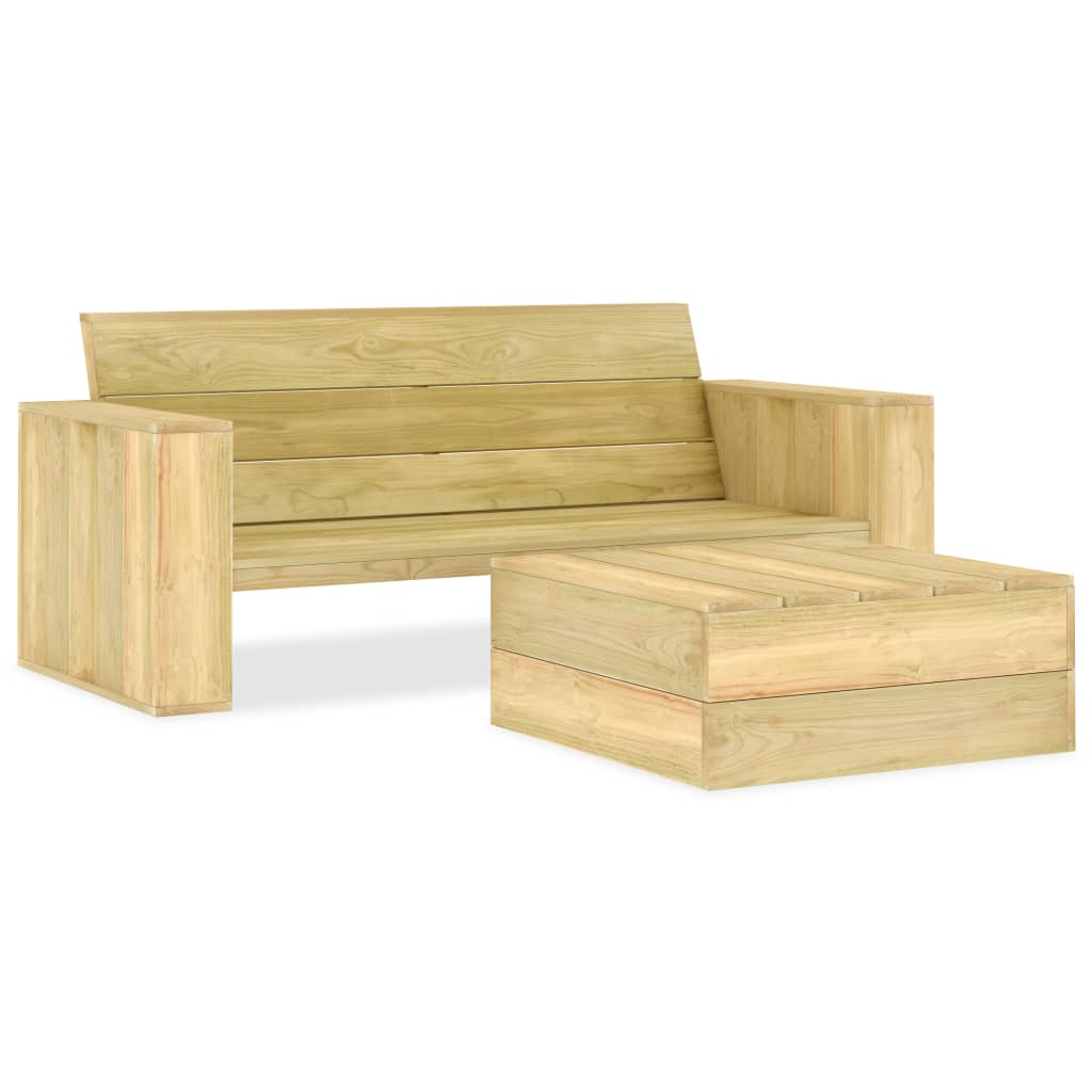 vidaXL Salon de jardin 2 pcs Bois de pin imprégné