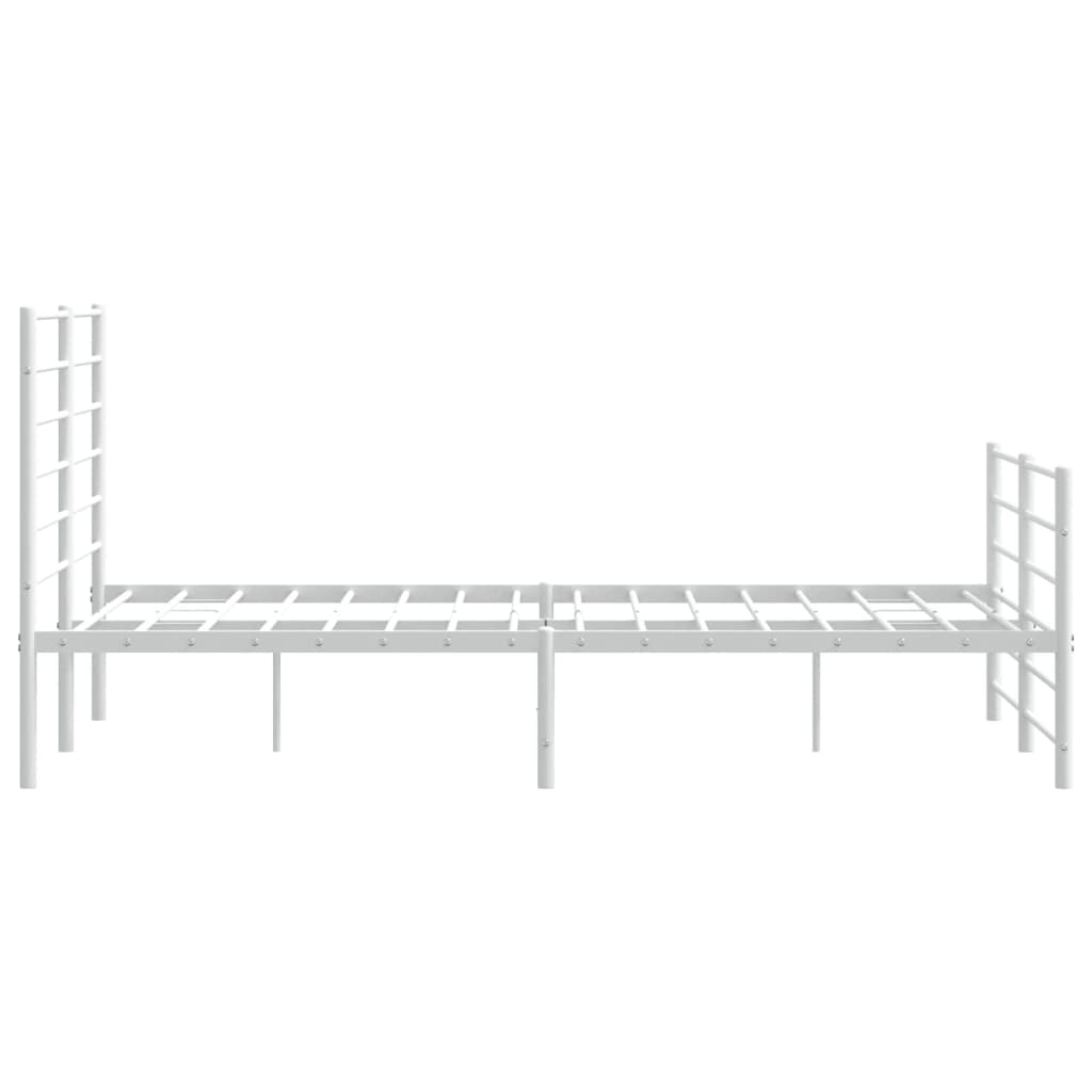 vidaXL Cadre de lit métal sans matelas et pied de lit blanc 140x190 cm