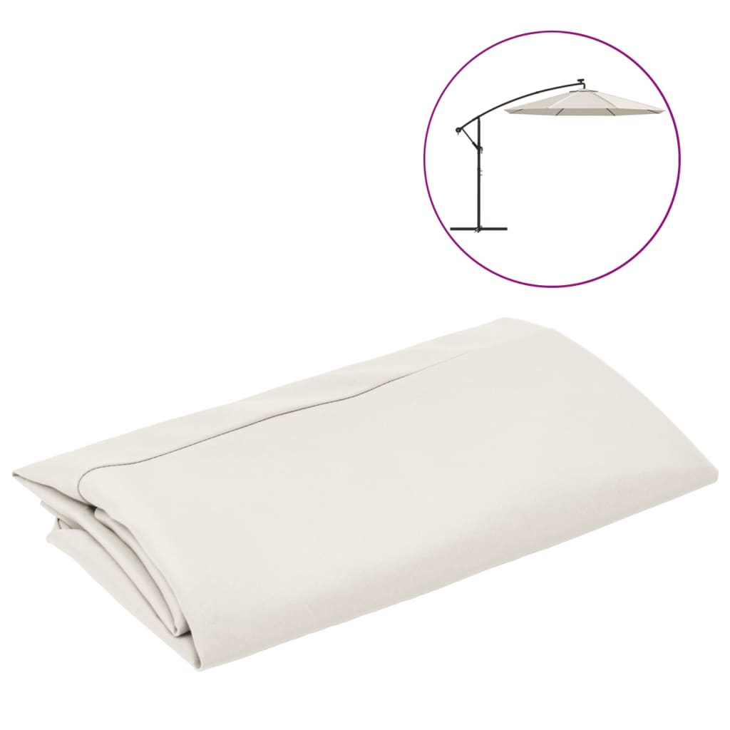 vidaXL Tissu de remplacement pour parasol déporté blanc sable 300 cm