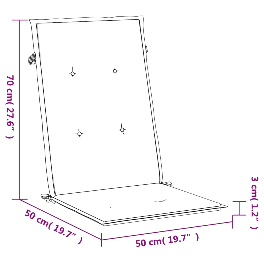 vidaXL Coussins de chaise à dossier haut lot de 2 bleu marine tissu