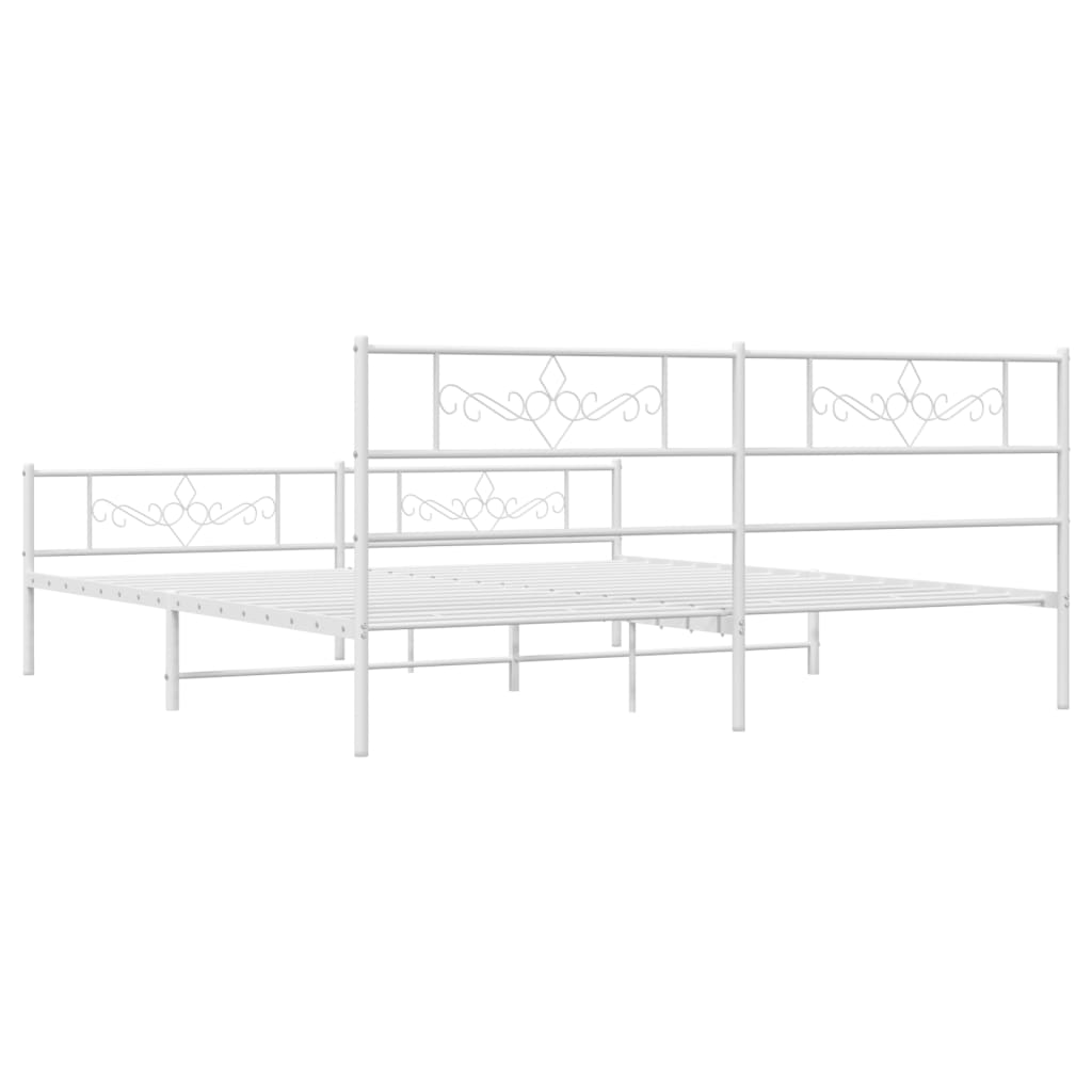 vidaXL Cadre de lit métal sans matelas et pied de lit blanc 180x200 cm