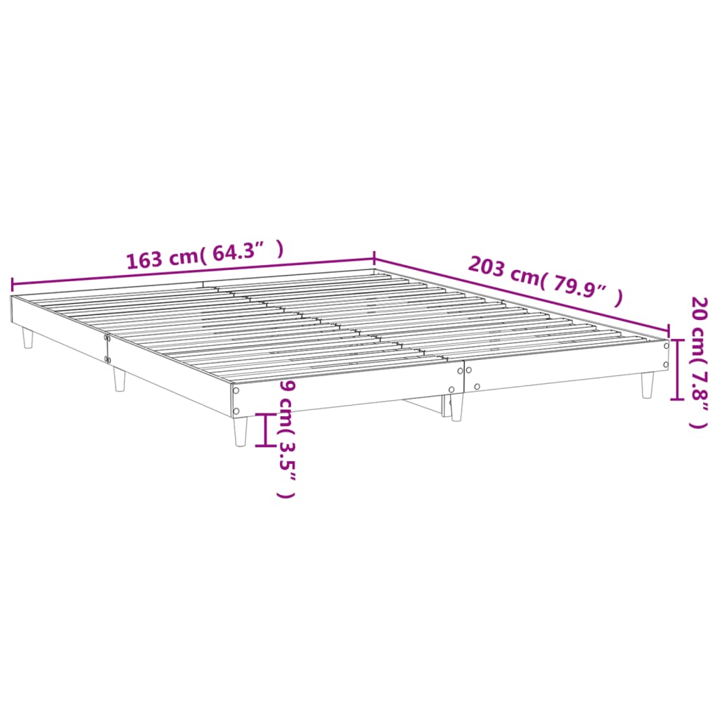 vidaXL Cadre de lit sans matelas sonoma gris 160x200cm bois ingénierie