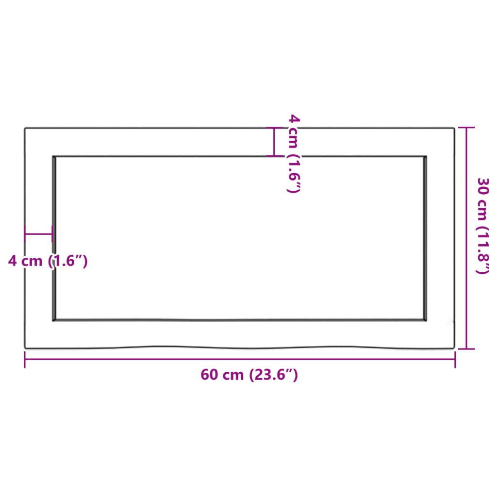 vidaXL Comptoir de salle de bain 60x30x(2-6) cm bois massif non traité