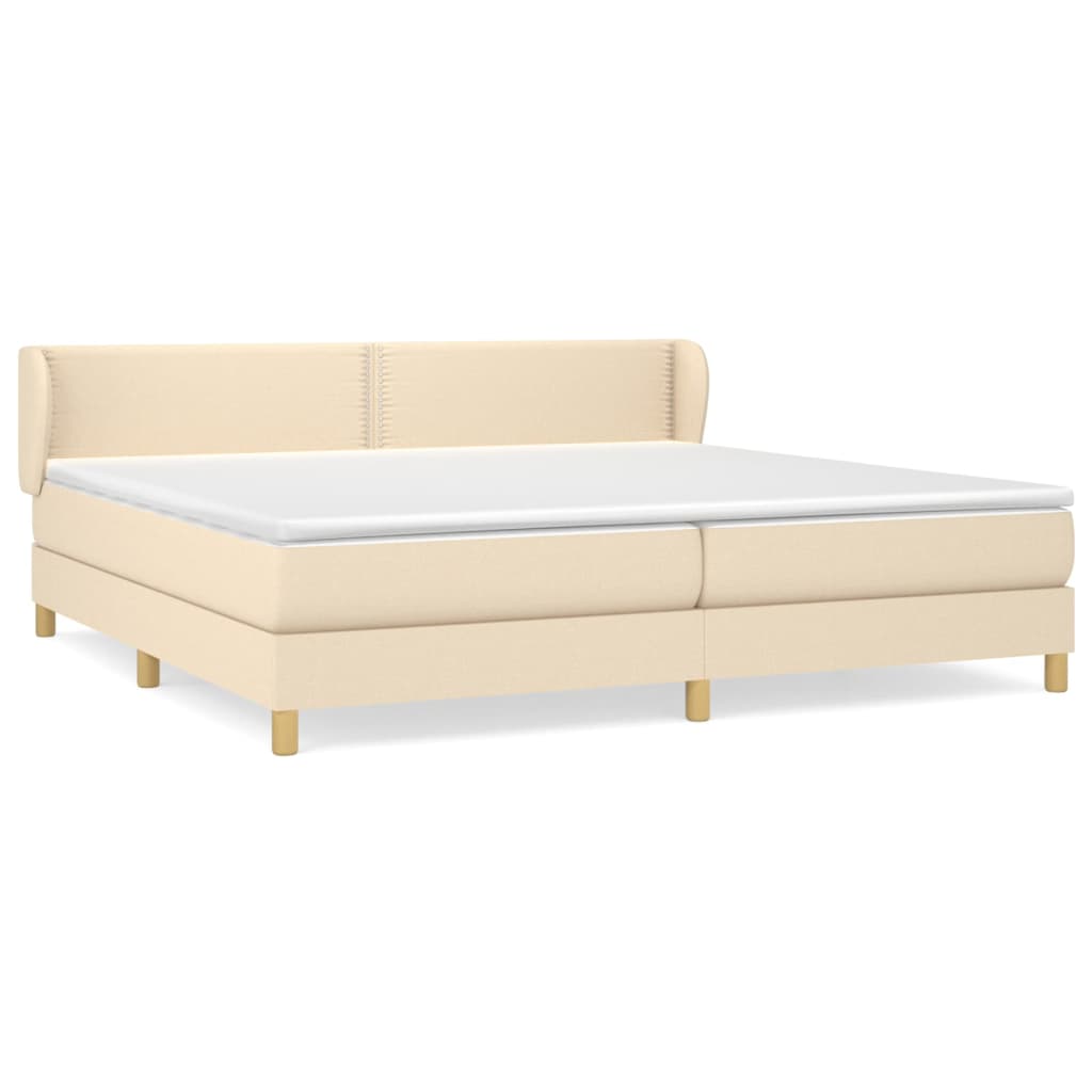 vidaXL Sommier à lattes de lit avec matelas Crème 200x200 cm Tissu