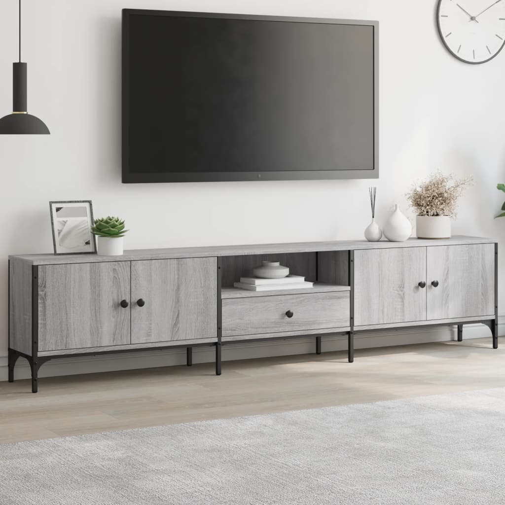 vidaXL Meuble TV à tiroir sonoma gris 200x25x44 cm bois d'ingénierie