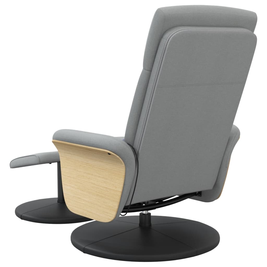 vidaXL Fauteuil inclinable de massage et repose-pied gris clair tissu