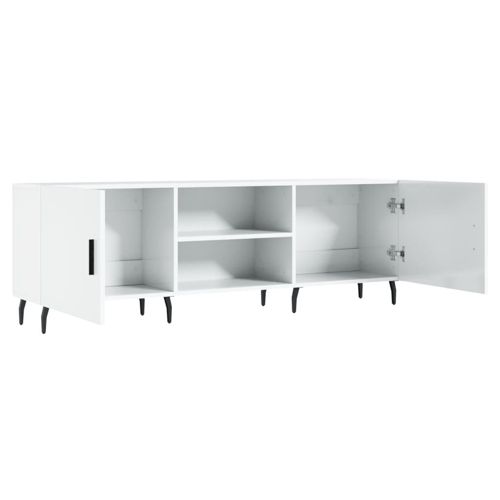 vidaXL Meuble TV blanc brillant 150x30x50 cm bois d'ingénierie