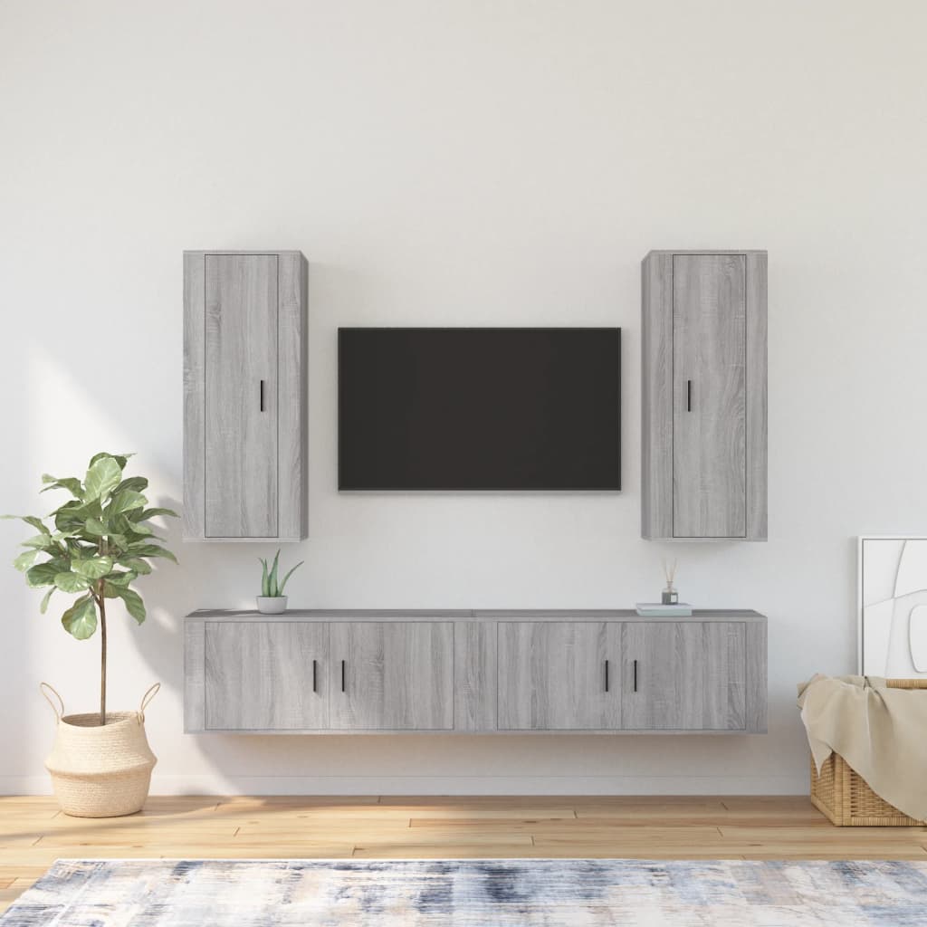 vidaXL Ensemble de meubles TV 4 pcs Sonoma gris Bois d'ingénierie