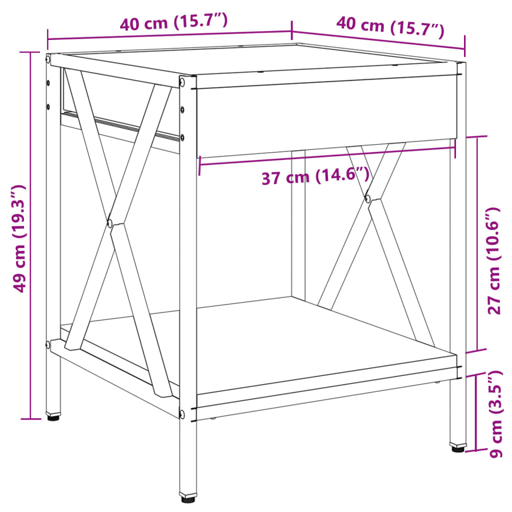 vidaXL Table basse avec LED Infinity chêne marron 40x40x49 cm