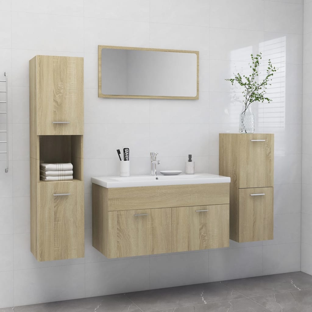 vidaXL Ensemble de meubles de salle de bain Chêne sonoma Aggloméré