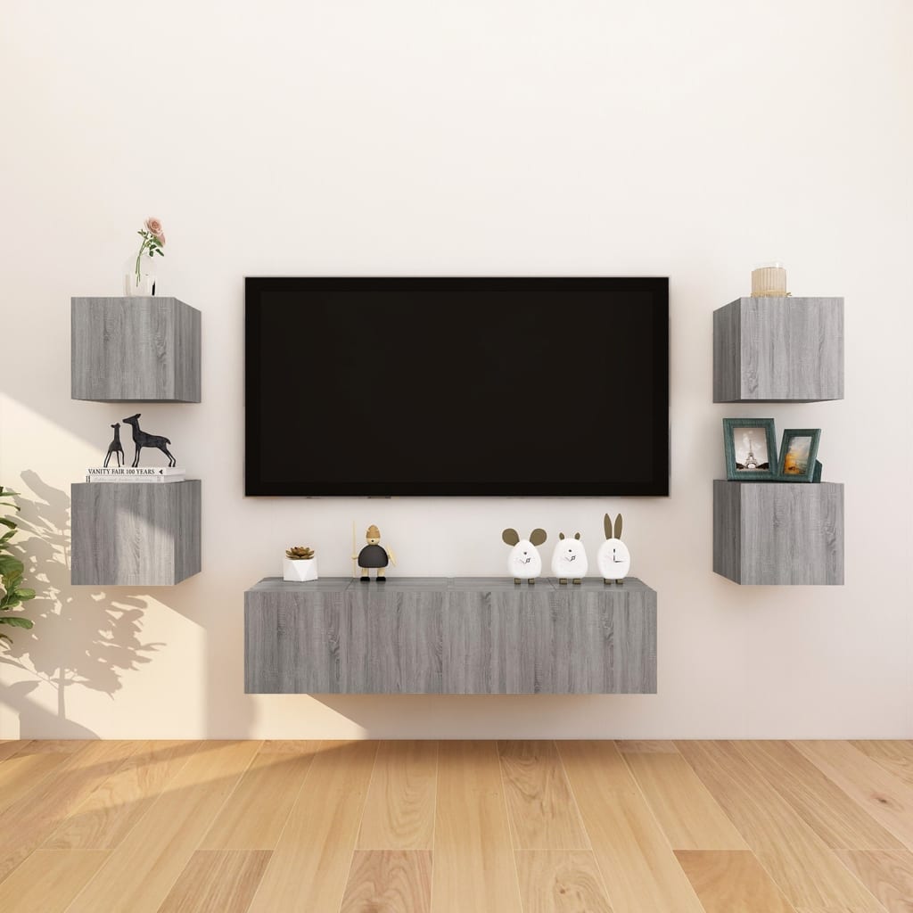 vidaXL Meubles TV muraux 8 pcs Sonoma gris 30,5x30x30 cm