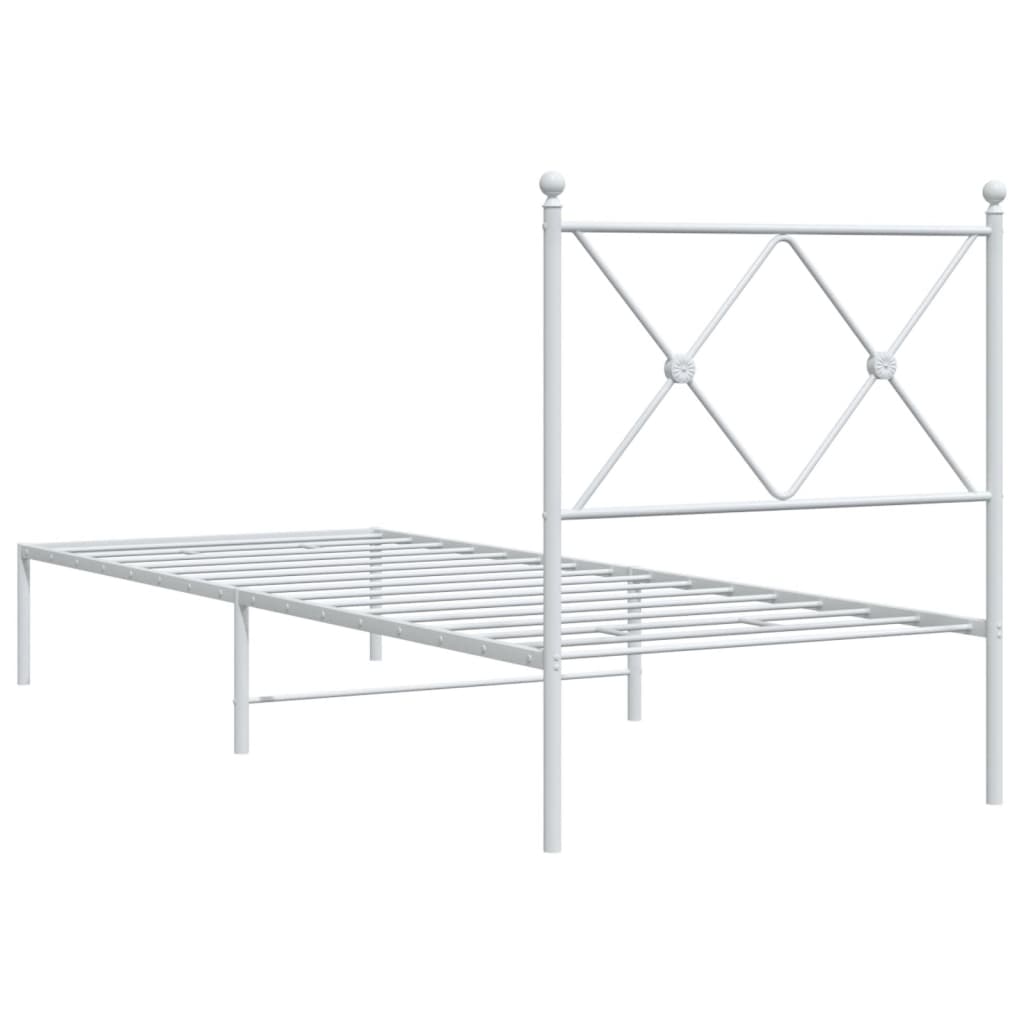 vidaXL Cadre de lit métal sans matelas avec tête de lit blanc 75x190cm