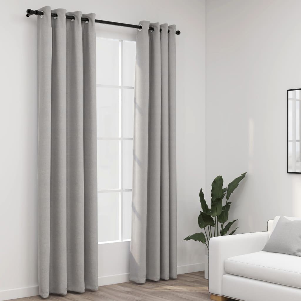 vidaXL Rideaux occultants Aspect lin avec œillets 2 pcs Gris 140x245cm