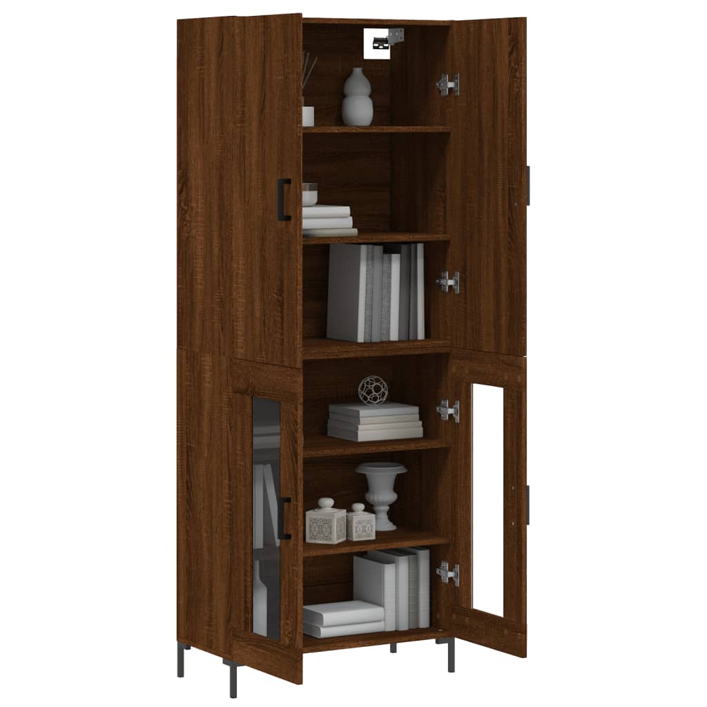 vidaXL Buffet haut Chêne marron 69,5x34x180 cm Bois d'ingénierie