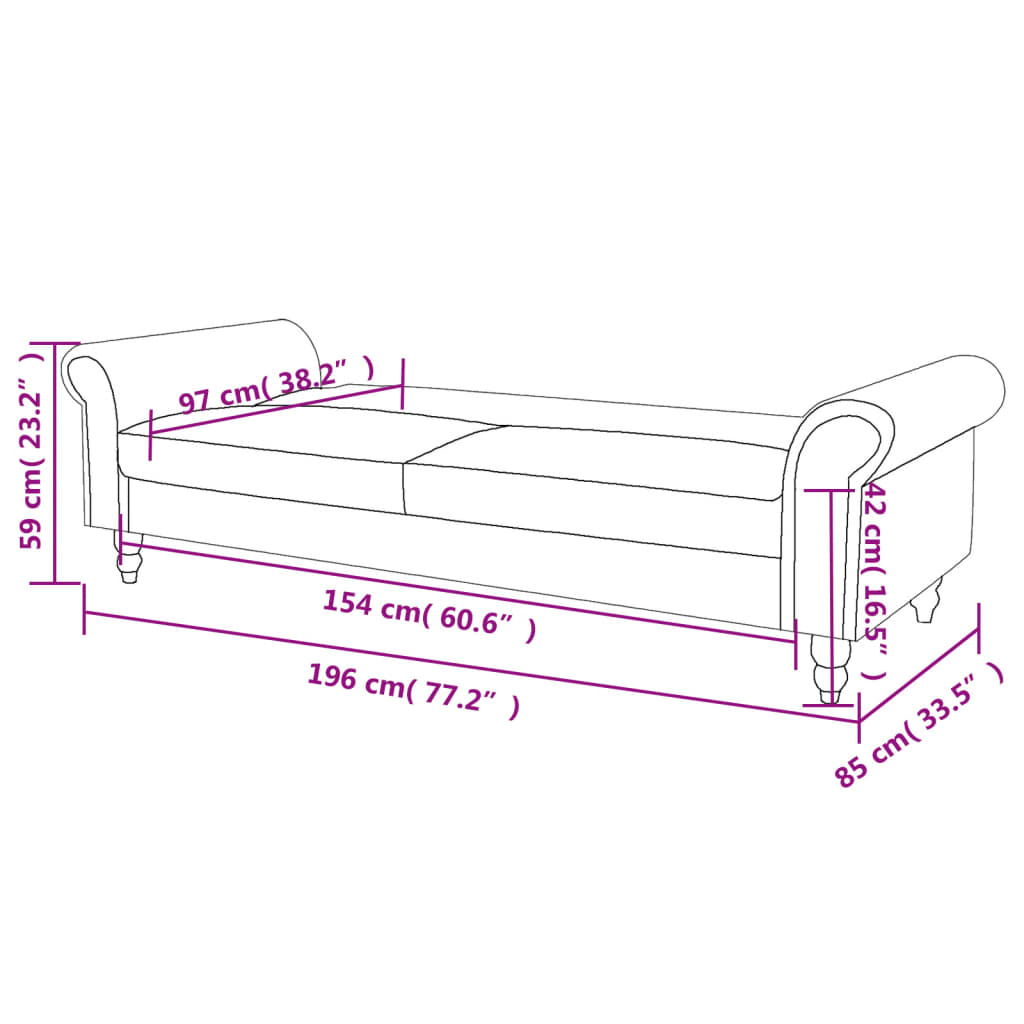 vidaXL Canapé à 2 places convertible accoudoir daim synthétique marron