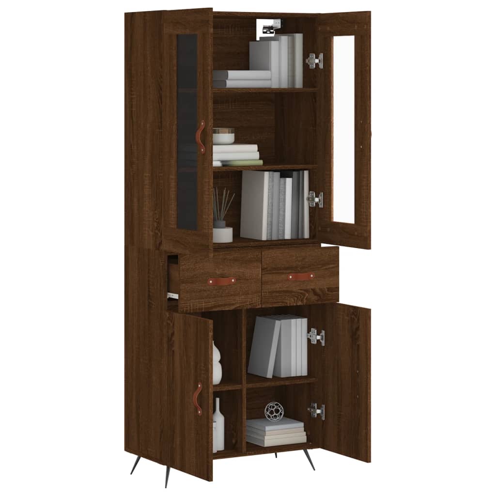 vidaXL Buffet haut Chêne marron 69,5x34x180 cm Bois d'ingénierie