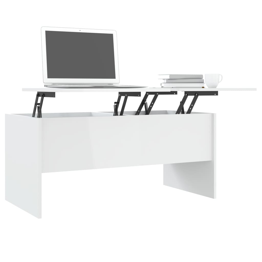 vidaXL Table basse blanc brillant 102x50,5x46,5 cm bois d'ingénierie