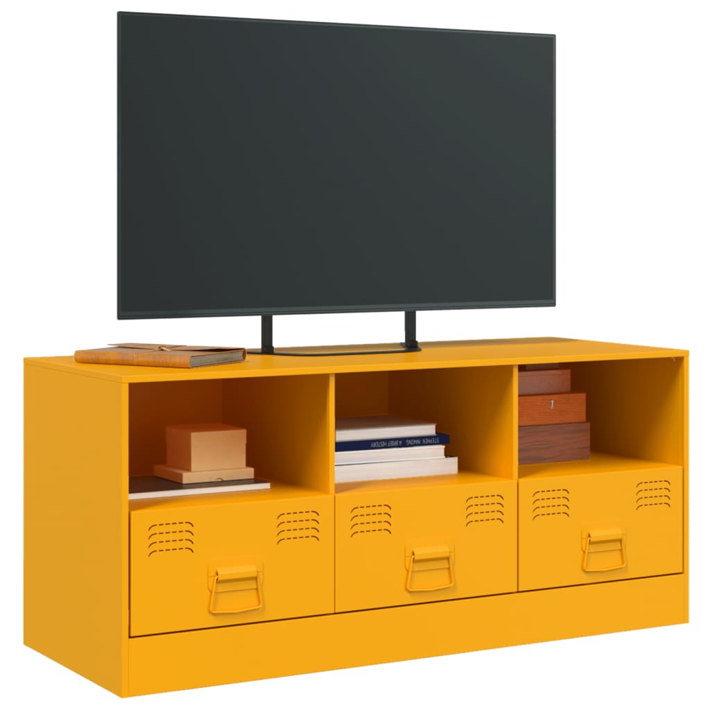 vidaXL Meuble TV jaune moutarde 99x39x44 cm acier