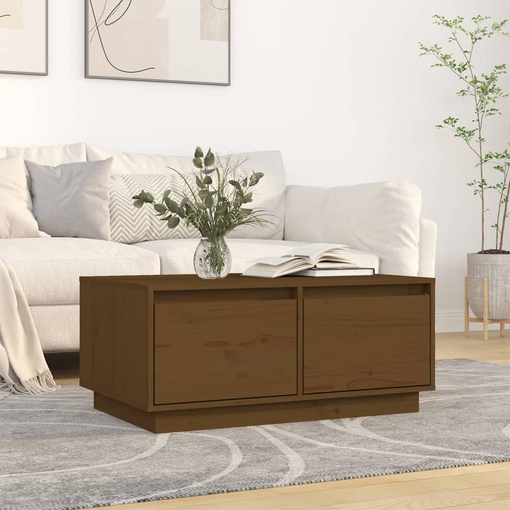 vidaXL Table basse Marron miel 80x50x35 cm Bois massif de pin