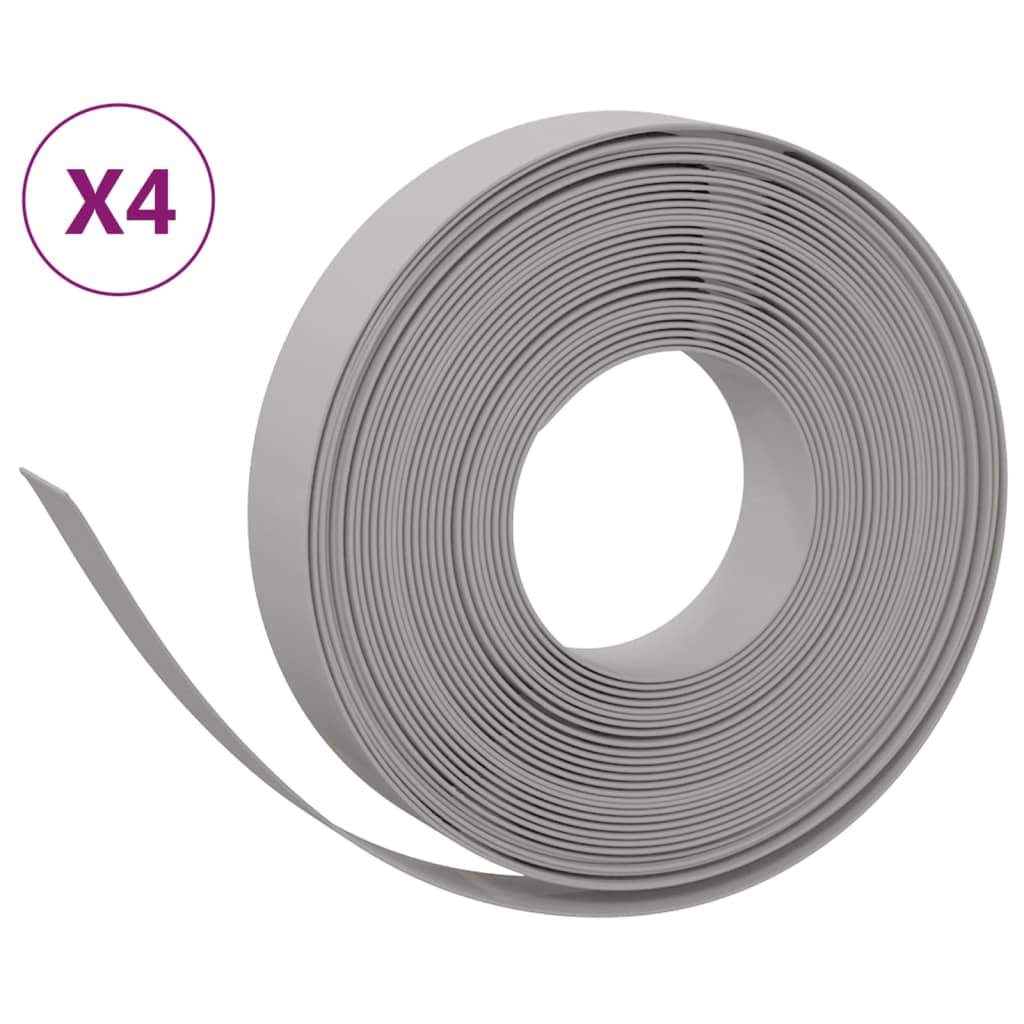 vidaXL Bordures de jardin 4 pcs gris 10 m 10 cm polyéthylène