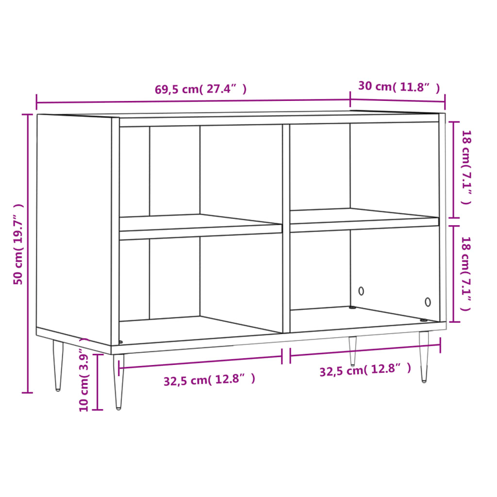 vidaXL Meuble TV blanc 69,5 x 30 x 50 cm bois d'ingénierie