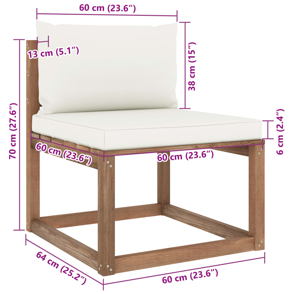 vidaXL Canapé palette de jardin 4 places avec coussins Pin imprégné