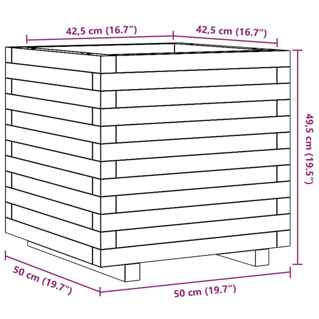 vidaXL Jardinière blanc 50x50x49,5 cm bois de pin massif