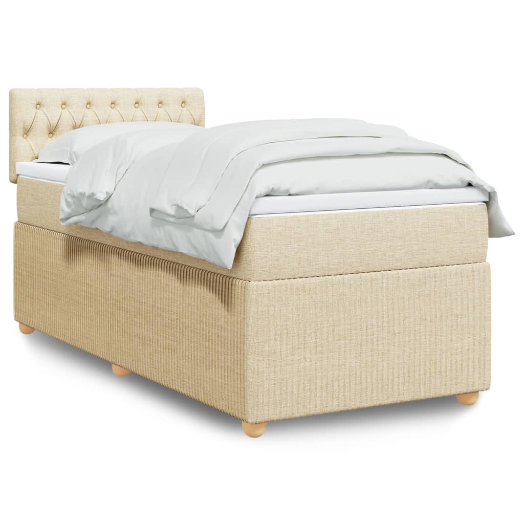 vidaXL Sommier à lattes de lit avec matelas Crème 90x200 cm Tissu