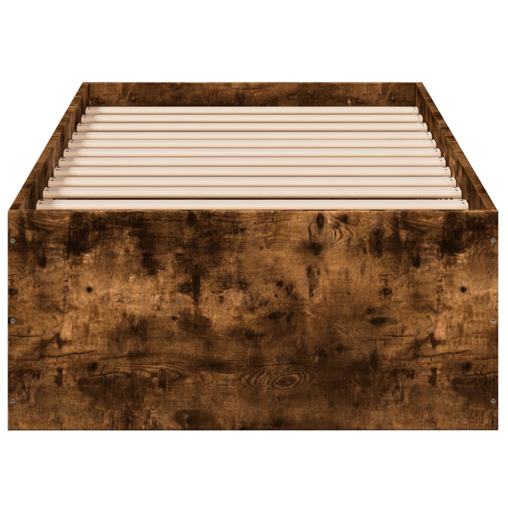 vidaXL Cadre de lit chêne fumé 90x200 cm bois d'ingénierie