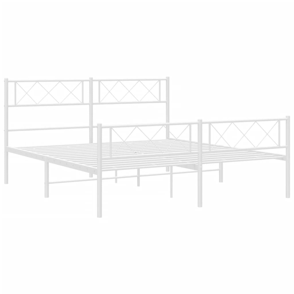 vidaXL Cadre de lit métal sans matelas et pied de lit blanc 120x200 cm